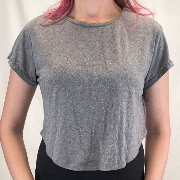 mono b Women's Basic Cropped Grey Gray T Tee Shirt M Med Medium Oversized Casual - Picture 1 of 11